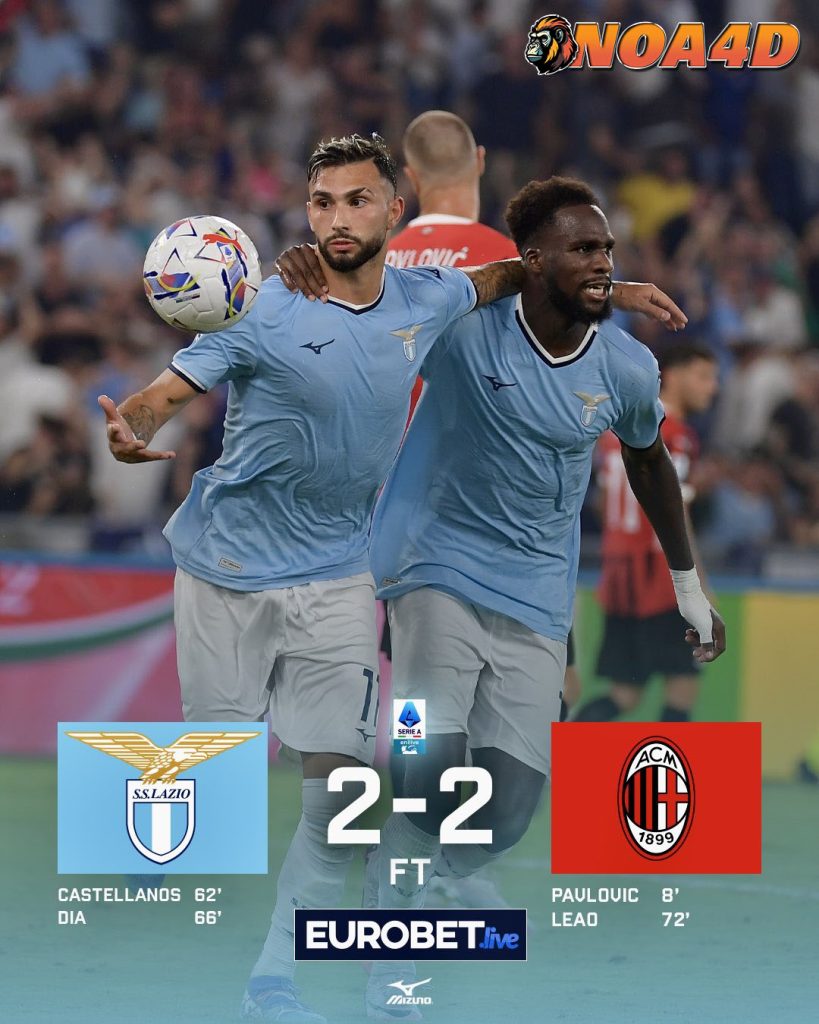 Laga Lazio vs AC Milan berakhir imbang dengan skor 2-2